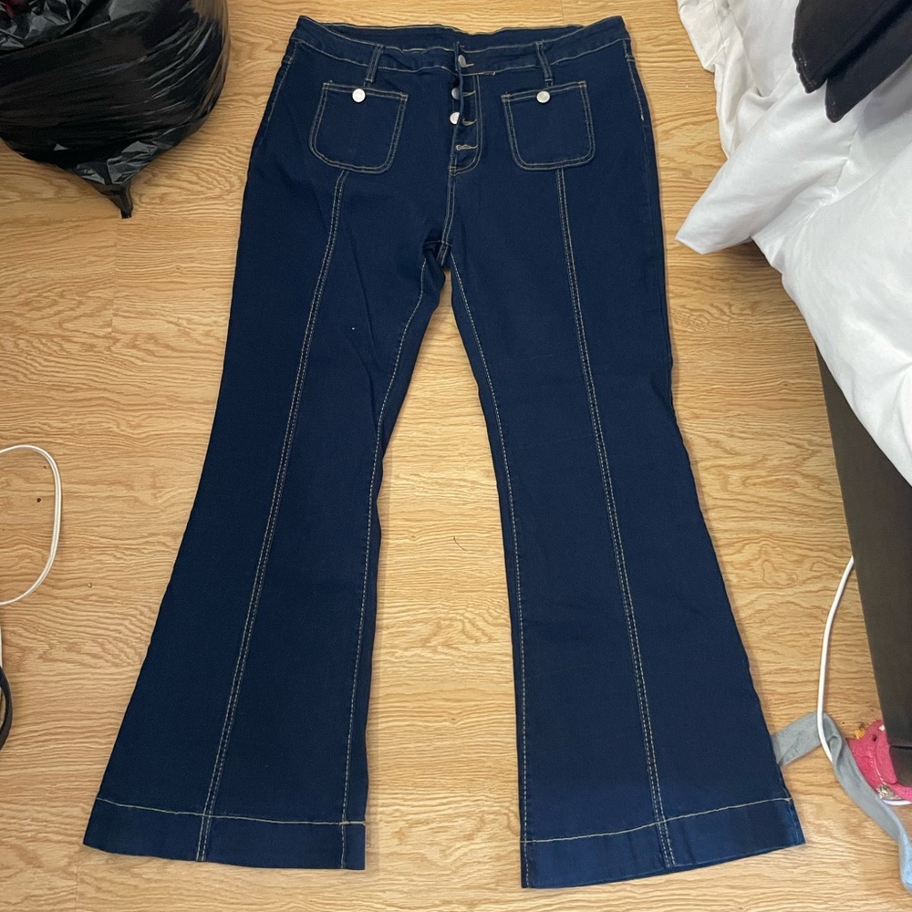 Dark Blue Flare & Wide Leg Jeans